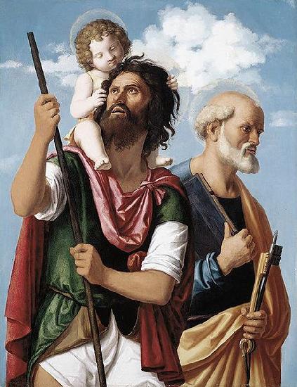 CIMA da Conegliano St Christopher with the Infant Christ and St Peter oil painting image